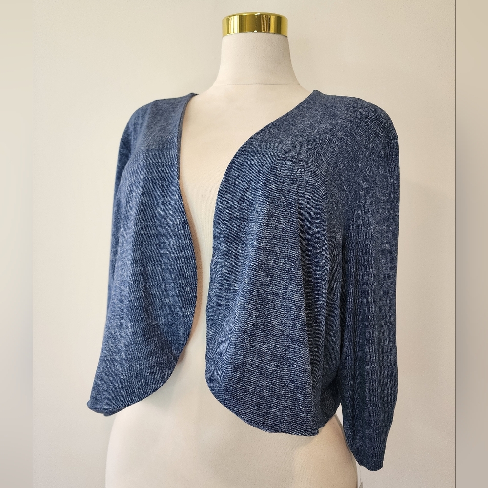 Preceptions Womans 3X Denim Blue Color Cropped Cardigan - Picture 3 of 10